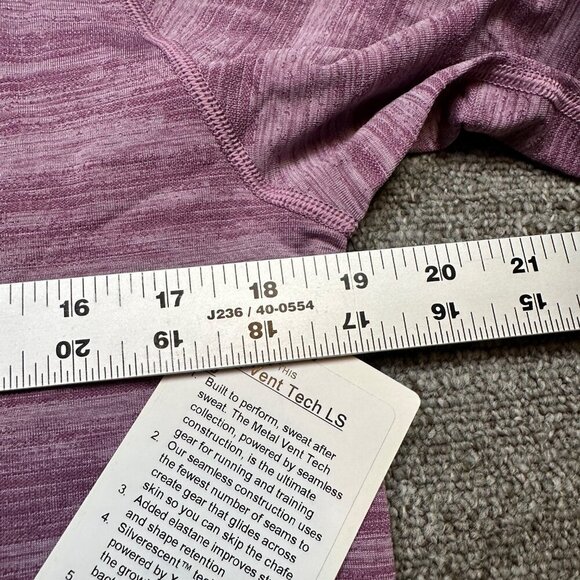 Lululemon Metal Vent NWT Tech Long Sleeve Shirt 2.0 Static Storm Stripe Plum M - Picture 6 of 8
